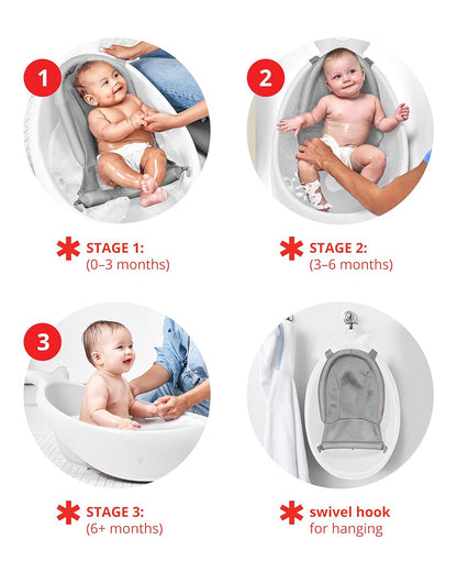 Skip Hop Moby Smart Sling Baby Bath Tub-3-Stage Tub-0 to 36M-White