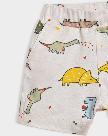 Mi Arcus Lime Green & White T-shirt & Shorts Set-Cotton-For Infants