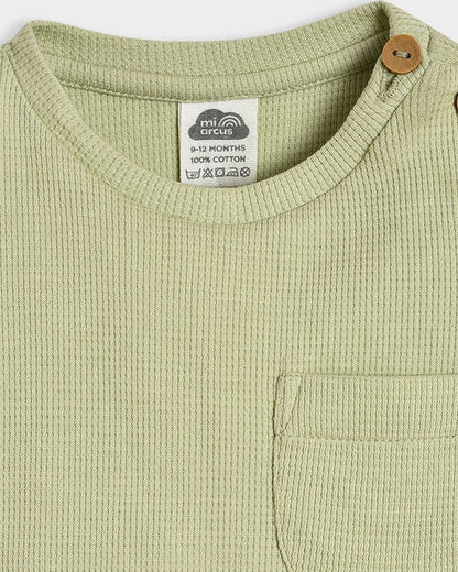 Mi Arcus Lime Green & White T-shirt & Shorts Set-Cotton-For Infants