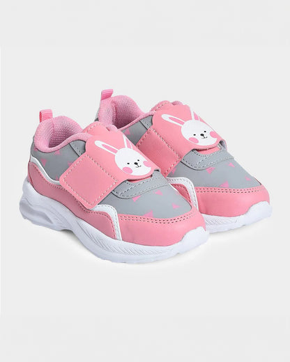 Mi Arcus Pink & Grey Velcro Shoes-For Infants