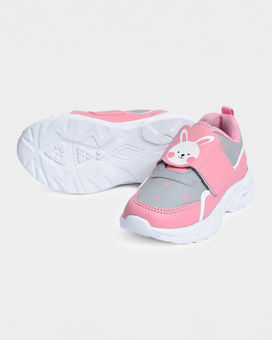 Mi Arcus Pink & Grey Velcro Shoes-For Infants