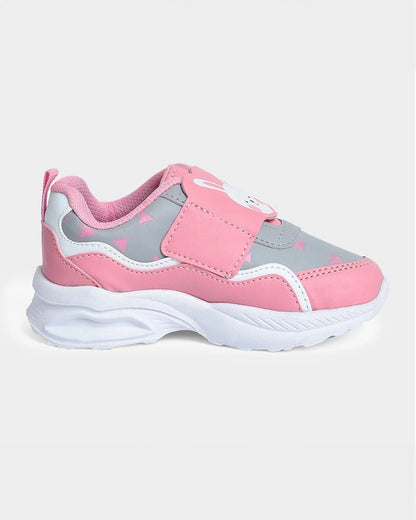 Mi Arcus Pink & Grey Velcro Shoes-For Infants