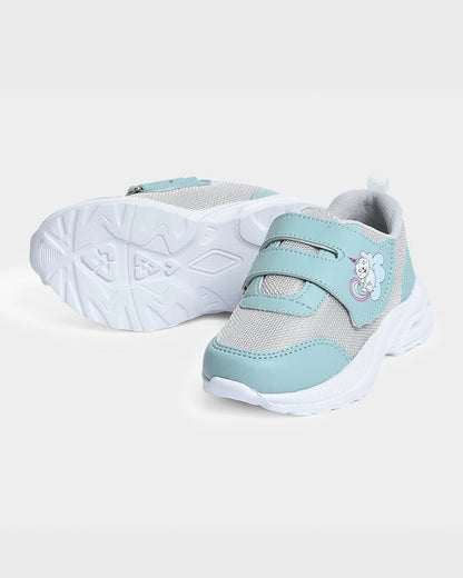 Mi Arcus Cyan Blue & Grey Velcro Shoes-For Infants