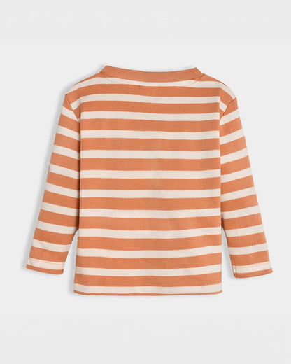 Mi Arcus Orange & White Sweatshirt & Jogger Set-Cotton-Striped-For Infants