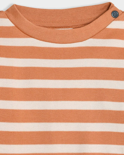 Mi Arcus Orange & White Sweatshirt & Jogger Set-Cotton-Striped-For Infants