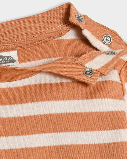 Mi Arcus Orange & White Sweatshirt & Jogger Set-Cotton-Striped-For Infants