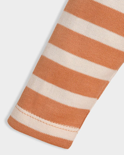 Mi Arcus Orange & White Sweatshirt & Jogger Set-Cotton-Striped-For Infants