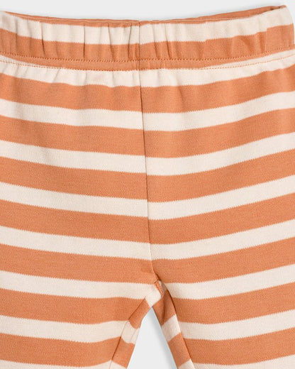 Mi Arcus Orange & White Sweatshirt & Jogger Set-Cotton-Striped-For Infants