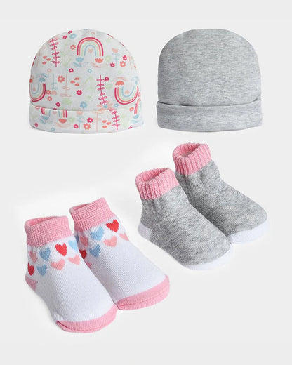 Mi Arcus Grey & Pink Combo Set-Cotton-Printed-Pack Of 2-For Infants