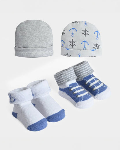 Mi Arcus Grey & Blue Combo Set-Cotton-Printed-Pack Of 2-For Infants