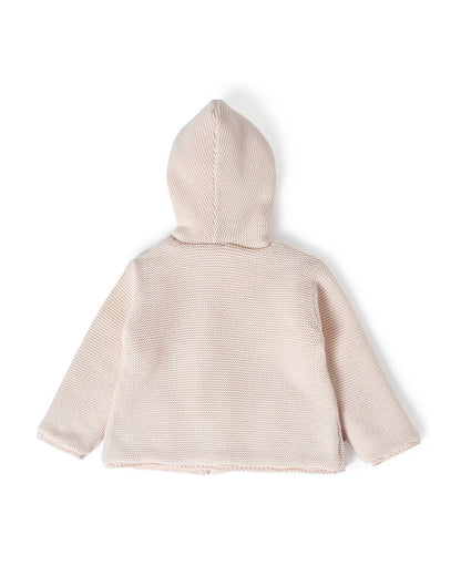 Mi Arcus Peach Pink Winter Wear Hoodie-Cotton-Solid-Full Sleeves-For Infants