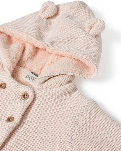 Mi Arcus Peach Pink Winter Wear Hoodie-Cotton-Solid-Full Sleeves-For Infants