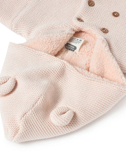 Mi Arcus Peach Pink Winter Wear Hoodie-Cotton-Solid-Full Sleeves-For Infants