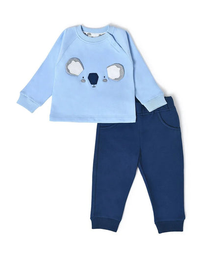Mi Arcus Misty Blue Sweatshirt & Pajama Set-Cotton-Solid-For Infants