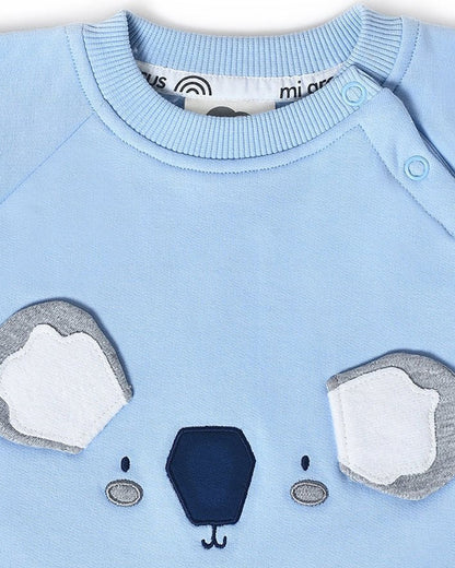 Mi Arcus Misty Blue Sweatshirt & Pajama Set-Cotton-Solid-For Infants