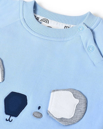 Mi Arcus Misty Blue Sweatshirt & Pajama Set-Cotton-Solid-For Infants