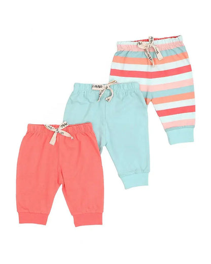 Mi Arcus Blue, Pink & Peach Pajama Set-Cotton-Printed-Pack Of 3-For Infants