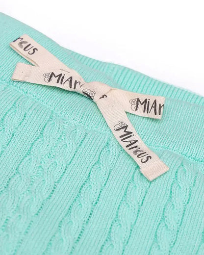 Mi Arcus Cyan Green Cardigan & Pajama Set-Cotton-Solid-For Infants