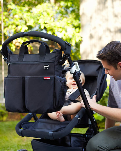 Skip Hop Duo Signature Diaper Bag-With Changing Pad & Removable Shoulder Strap-Black