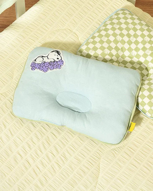 Mi Arcus Peanuts Snoopy Beeby Baby Head Shape Pillow-Ultra Soft Cotton-Pack of 2-For Infants