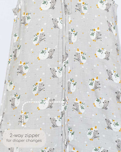 Cocoon Care Bamboo Muslin Sleeping Bag-With Soft & Breathable Muslin-Grows With Your Baby-Hedgehog Blossoms-For Infants-6 to 12M