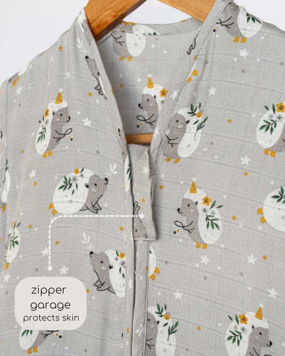 Cocoon Care Bamboo Muslin Sleeping Bag-With Soft & Breathable Muslin-Grows With Your Baby-Hedgehog Blossoms-For Infants-6 to 12M
