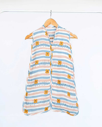 Cocoon Care Bamboo Muslin Sleeping Bag-With Soft & Breathable Muslin-Grows With Your Baby-Cheerful Stripes-For Infants-6 to 12M