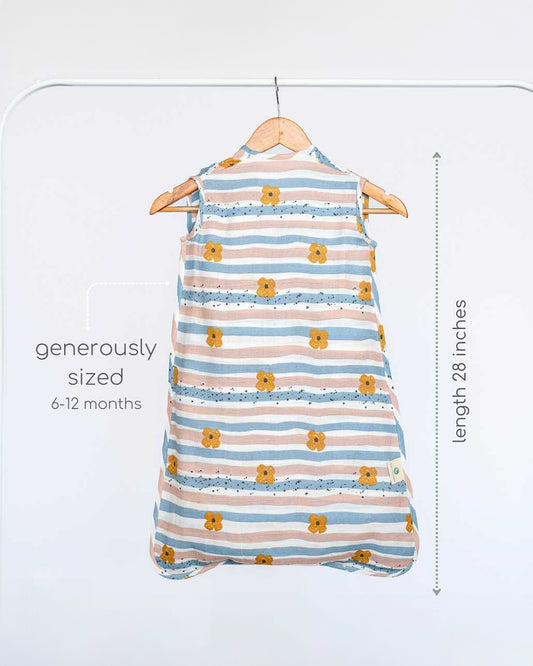 Cocoon Care Bamboo Muslin Sleeping Bag-With Soft & Breathable Muslin-Grows With Your Baby-Cheerful Stripes-For Infants-6 to 12M