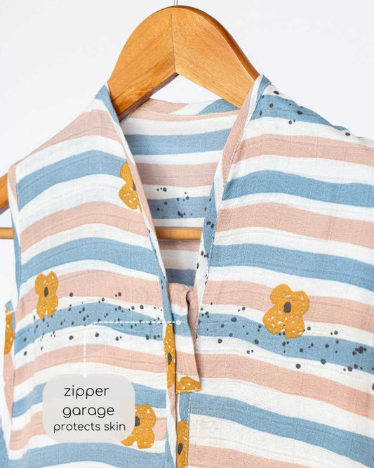 Cocoon Care Bamboo Muslin Sleeping Bag-With Soft & Breathable Muslin-Grows With Your Baby-Cheerful Stripes-For Infants-6 to 12M