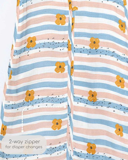 Cocoon Care Bamboo Muslin Sleeping Bag-With Soft & Breathable Muslin-Grows With Your Baby-Cheerful Stripes-For Infants-6 to 12M