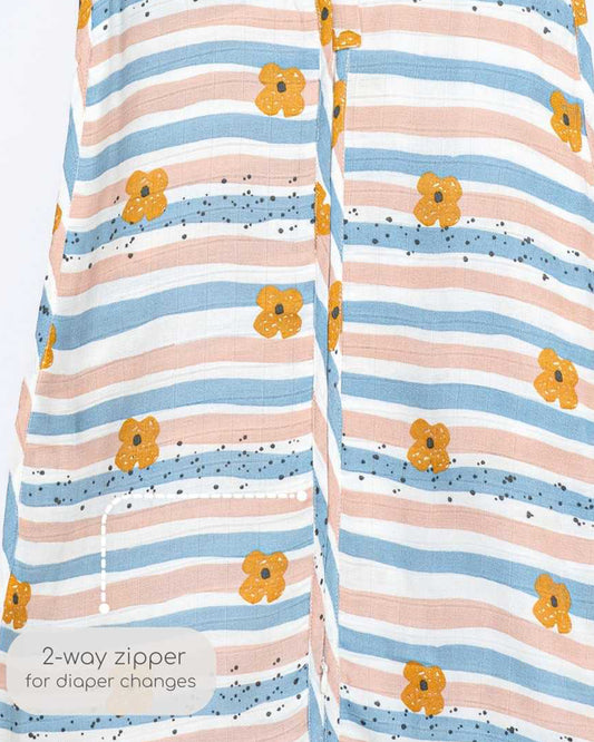 Cocoon Care Bamboo Muslin Sleeping Bag-With Soft & Breathable Muslin-Grows With Your Baby-Cheerful Stripes-For Infants-6 to 12M