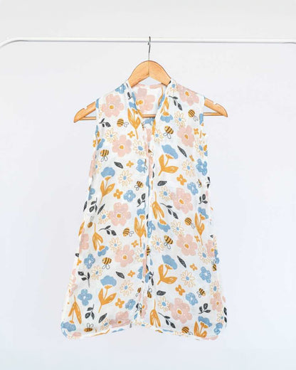 Cocoon Care Bamboo Muslin Sleeping Bag-With Soft & Breathable Muslin-Grows With Your Baby-Busy Bee-For Infants-6 to 12M