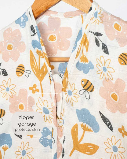 Cocoon Care Bamboo Muslin Sleeping Bag-With Soft & Breathable Muslin-Grows With Your Baby-Busy Bee-For Infants-6 to 12M