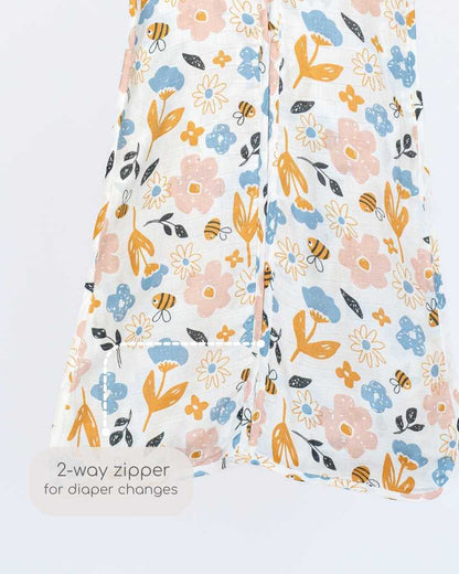 Cocoon Care Bamboo Muslin Sleeping Bag-With Soft & Breathable Muslin-Grows With Your Baby-Busy Bee-For Infants-6 to 12M