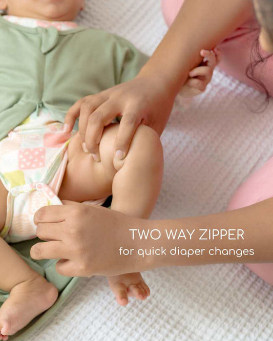 Cocoon Care Bamboo Transition Sleeping Pod/Bag-With Arms Out & Arms Up Options-With Two Ways Zipper-Sage-For Infants-3 to 6M