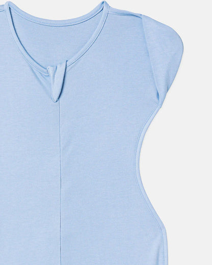 Cocoon Care Bamboo Transition Sleeping Pod/Bag-With Arms Out & Arms Up Options-With Two Way Zipper-Cerulean-For Infants-3 to 6M