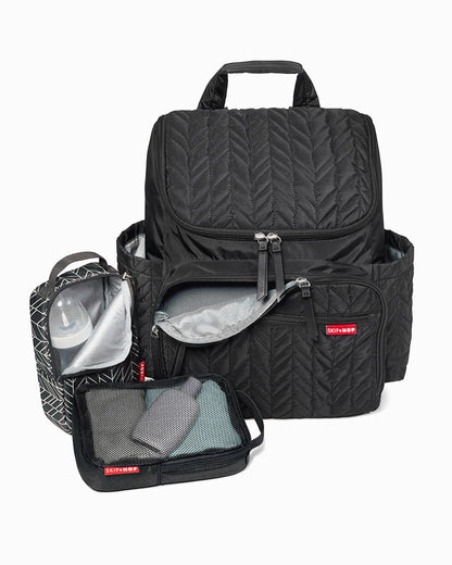 Skip Hop Forma Diaper Bag-Backpack-With Changing Pad-Extra Wide Opening & Lightweight Quilted Design-Jet Black