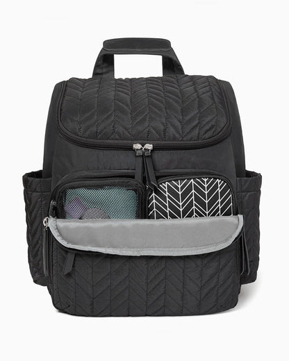 Skip Hop Forma Diaper Bag-Backpack-With Changing Pad-Extra Wide Opening & Lightweight Quilted Design-Jet Black