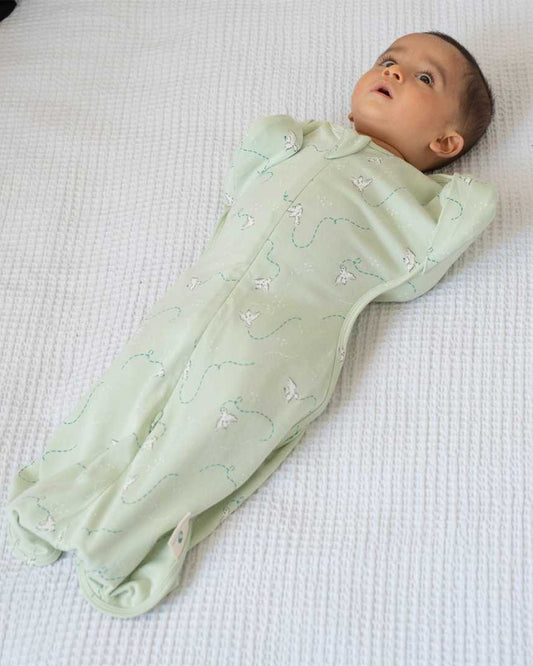 Cocoon Care Bamboo Transition Sleeping Pod/Bag-With Arms Out & Arms Up Options-With Two Way Zipper-Freedom Flighter-For Infants-3 to 6M