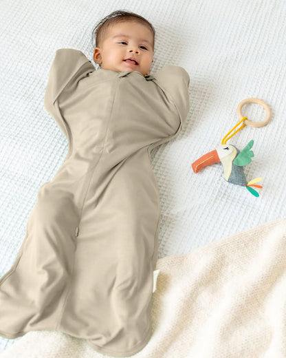 Cocoon Care Bamboo Transition Sleeping Pod/Bag-With Arms Out & Arms Up Options-With Two Way Zipper-Brown Rice-For Infants-3 to 6M