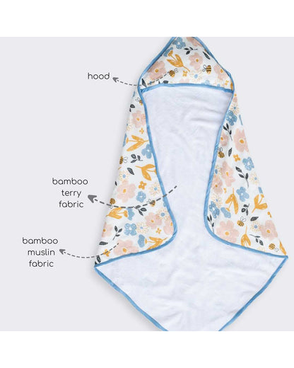 Cocoon Care Blanket & Hooded Towel Combo Pack-With Soft & Hypoallergenic Bamboo Muslin-Busy Bee