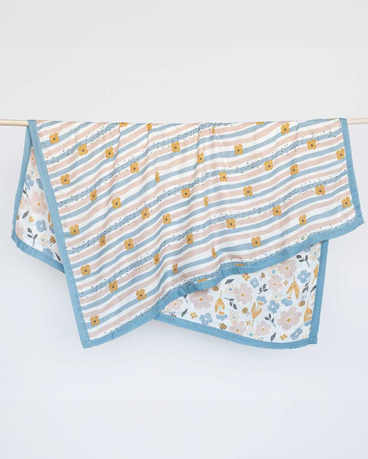 Cocoon Care Swaddle & Blanket Combo Pack-With Soft & Breathable Bamboo Muslin-Cheerful Stripes