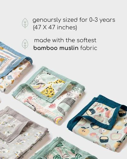 Cocoon Care Swaddle & Blanket Combo Pack-With Soft & Breathable Bamboo Muslin-Rabbit Farm