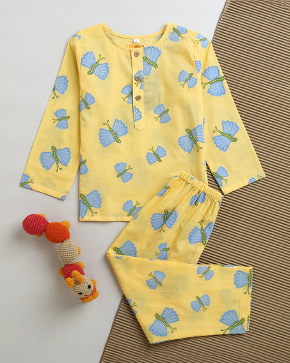 Mouse in the house Yellow Nightsuit-A Bright Butterfly-Cotton-For Infants