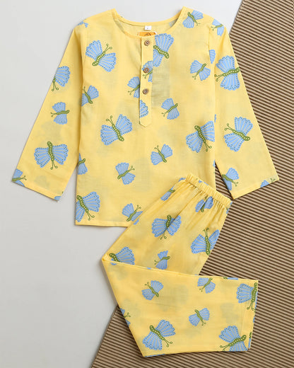 Mouse in the house Yellow Nightsuit-A Bright Butterfly-Cotton-For Infants