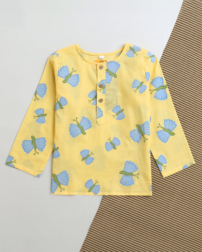 Mouse in the house Yellow Nightsuit-A Bright Butterfly-Cotton-For Infants