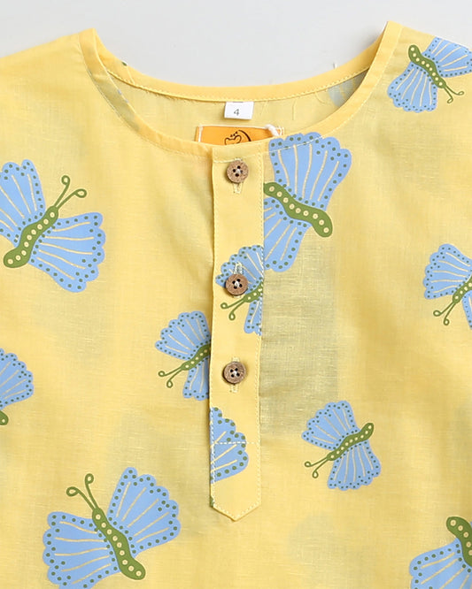Mouse in the house Yellow Nightsuit-A Bright Butterfly-Cotton-For Infants
