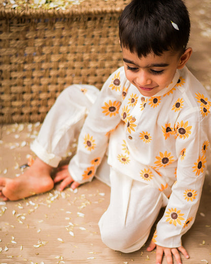 Mouse in the house White Kurta Set-Lane of Dreams-Cotton-For Infants
