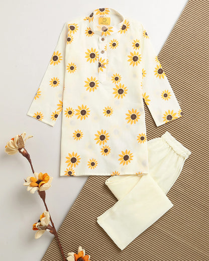 Mouse in the house White Kurta Set-Lane of Dreams-Cotton-For Infants