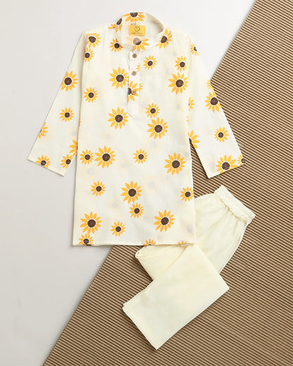 Mouse in the house White Kurta Set-Lane of Dreams-Cotton-For Infants